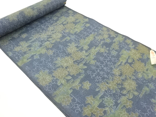 JAPANESE KIMONO / ANTIQUE BOLT FOR KIMONO / SILK / WOVEN FLOWERS